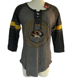 Missouri Tigers Mizzou Tie Lace T Shirt Medium Women’s New